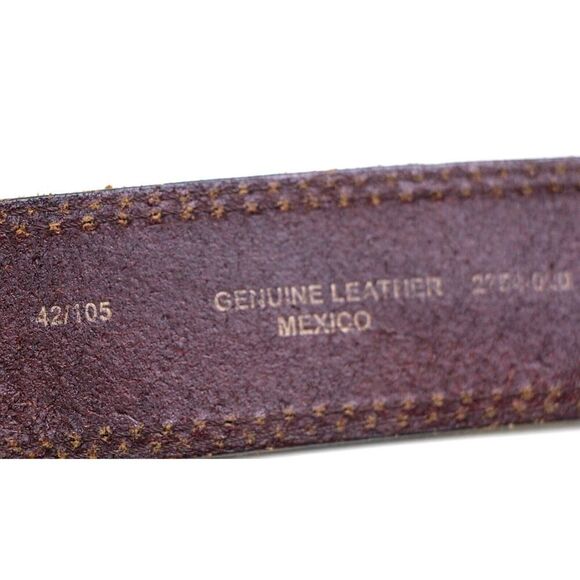 Mexico BROWN GENUINE LEATHER 1 1/2"Wd STITCHED DRESS MEN'S BELT Sz 42/105 (E57 - Picture 6 of 11